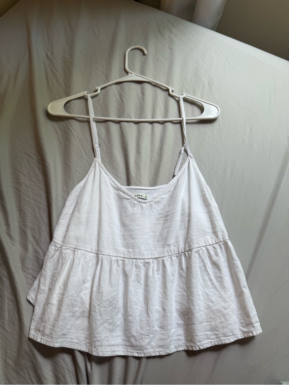 Abercrombie & Fitch White Spaghetti-Strap Peplum Cami